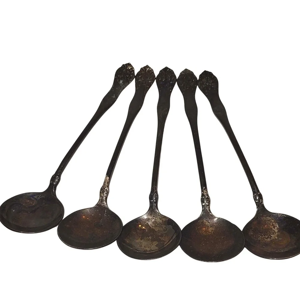 Antique W.R. Victorian Silverplate Salt Spoons Set of 5 William Rogers Jan 27 99